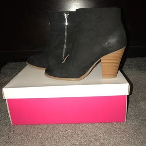 Black suede booties